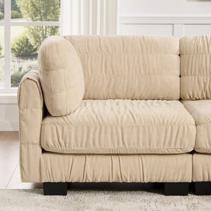English Elm Channel Tufted U-Shape Modular Sectional Sofa in Chenille with Movable Ottomans Camel 78.7 x 34.6 x 34.6 inches W5656S00237