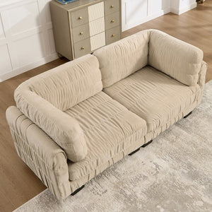 English Elm Channel Tufted U-Shape Modular Sectional Sofa in Chenille with Movable Ottomans Camel 78.7 x 34.6 x 34.6 inches W5656S00237