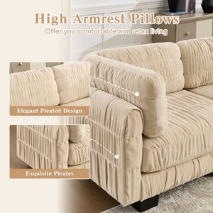 English Elm Channel Tufted U-Shape Modular Sectional Sofa in Chenille with Movable Ottomans Camel 78.7 x 34.6 x 34.6 inches W5656S00237