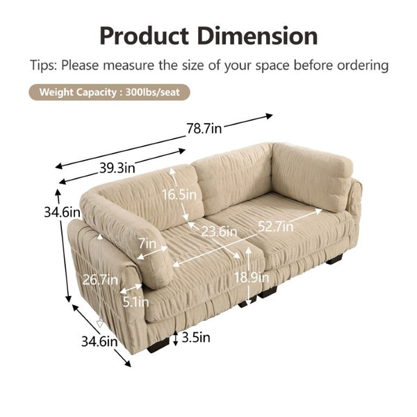 English Elm Channel Tufted U-Shape Modular Sectional Sofa in Chenille with Movable Ottomans Camel 78.7 x 34.6 x 34.6 inches W5656S00237