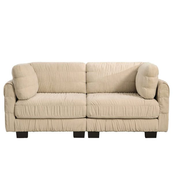 English Elm Channel Tufted U-Shape Modular Sectional Sofa in Chenille with Movable Ottomans Camel 78.7 x 34.6 x 34.6 inches W5656S00237