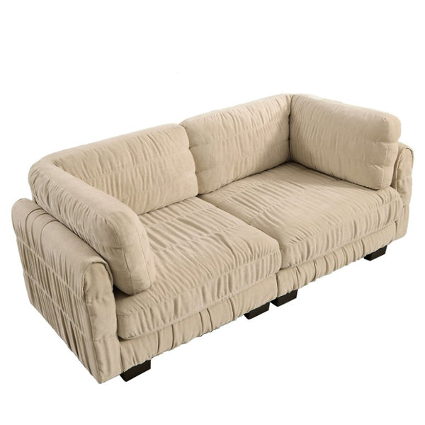 English Elm Channel Tufted U-Shape Modular Sectional Sofa in Chenille with Movable Ottomans Camel 78.7 x 34.6 x 34.6 inches W5656S00237