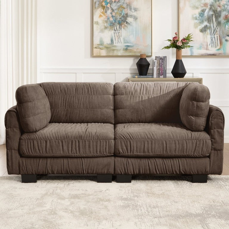 English Elm Ruched Chenille Modular Sectional with Plush Foam Back Cushions for Living Spaces W5656S00240