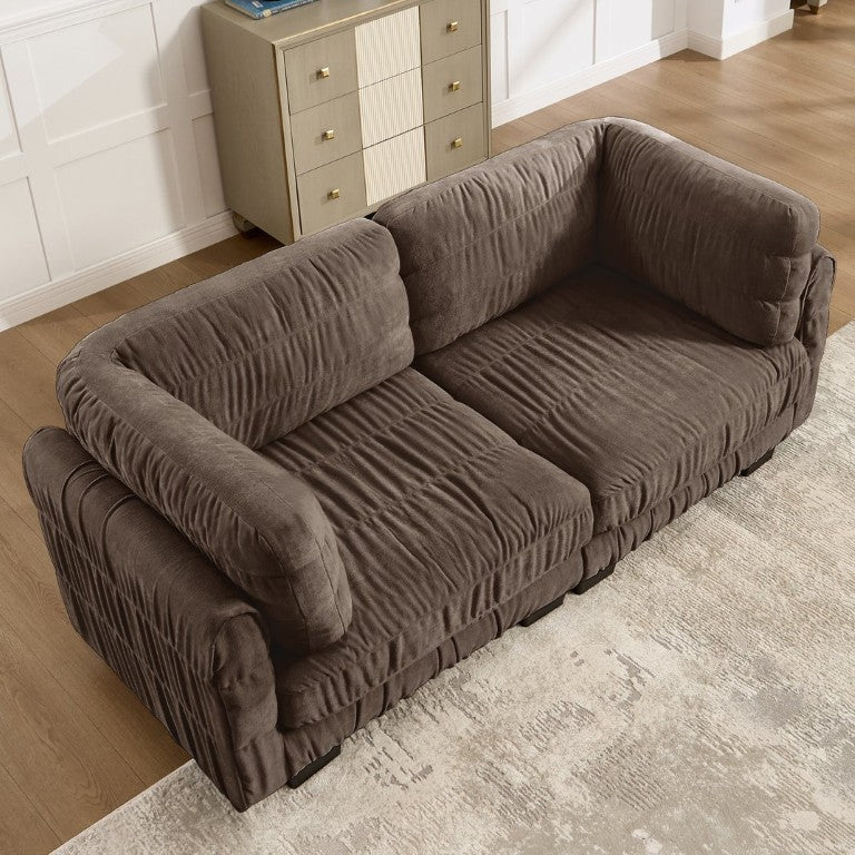 English Elm Ruched Chenille Modular Sectional with Plush Foam Back Cushions for Living Spaces W5656S00240