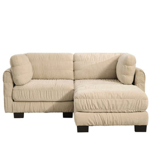 English Elm 2 Seat Chenille Modular Sectional with Ottoman Ruched Texture L Shape Living Room Sofa W5656S00241
