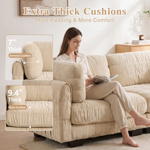 English Elm 4 Seat Ruched Chenille Modular Sectional with Dual Ottomans for Stylish Living Spaces W5656S00248