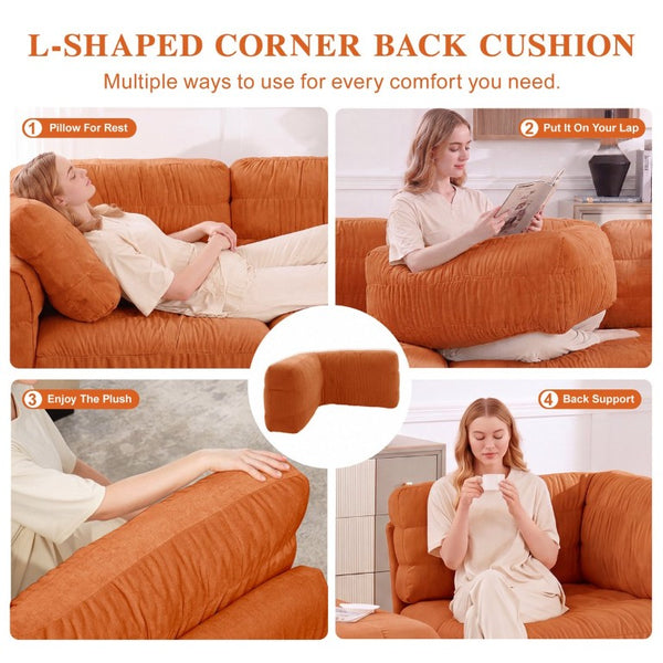 English Elm 2 Seat Chenille Modular Sectional Sofa with Ruched Texture and High Density Foam Cushions 1 Ottoman W5656S00249