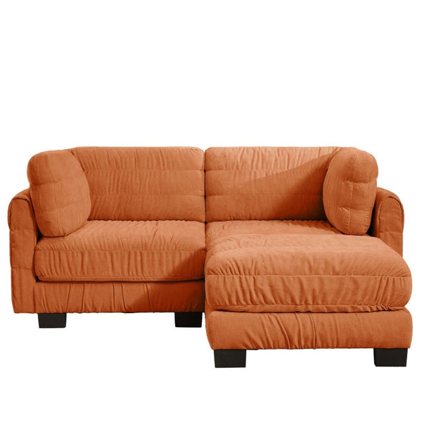 English Elm 2 Seat Chenille Modular Sectional Sofa with Ruched Texture and High Density Foam Cushions 1 Ottoman W5656S00249