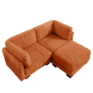 English Elm 2 Seat Chenille Modular Sectional Sofa with Ruched Texture and High Density Foam Cushions 1 Ottoman W5656S00249
