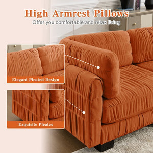 English Elm 2 Seat Chenille Modular Sectional Sofa with Ruched Texture and High Density Foam Cushions 2 Ottomans W5656S00250
