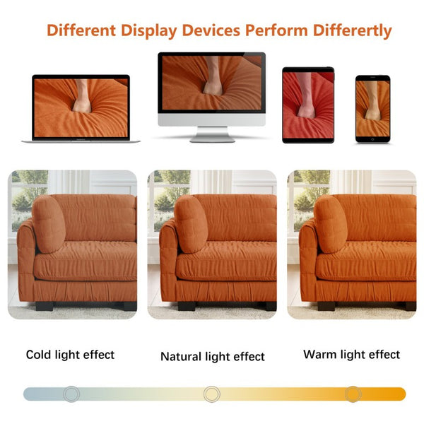 English Elm 4 Seat Chenille L-Shaped Modular Sectional with Ruched Texture and Dense Foam Cushions W5656S00254