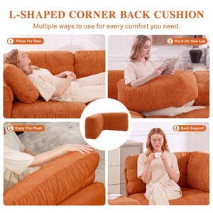 English Elm 4 Seat Chenille L-Shaped Modular Sectional with Ruched Texture and Dense Foam Cushions W5656S00254