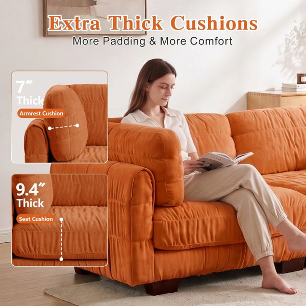 English Elm 4 Seat Chenille L-Shaped Modular Sectional with Ruched Texture and Dense Foam Cushions W5656S00254