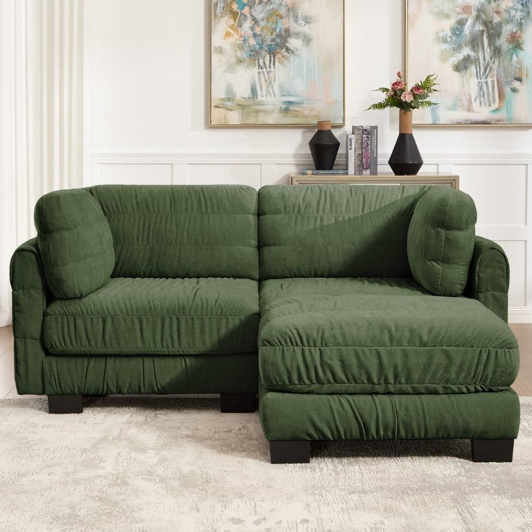 English Elm 2 Seat Chenille Modular Sectional with Ruched Texture Ottoman and High Density Foam Support W5656S00257