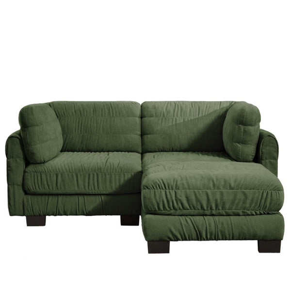 English Elm 2 Seat Chenille Modular Sectional with Ruched Texture Ottoman and High Density Foam Support W5656S00257