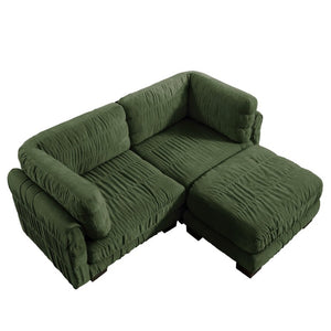English Elm 2 Seat Chenille Modular Sectional with Ruched Texture Ottoman and High Density Foam Support W5656S00257