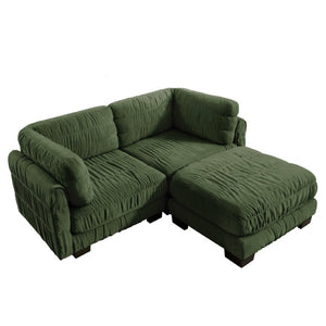 English Elm 2 Seat Chenille Modular Sectional with Ruched Texture Ottoman and High Density Foam Support W5656S00257