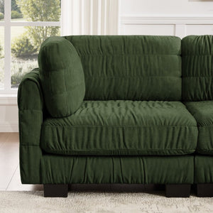 English Elm 4 Seat Chenille Modular Sectional with Ruched Texture Dual Ottomans and Deep Foam Cushions W5656S00264