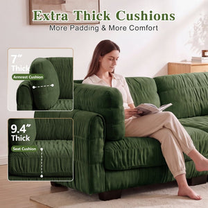 English Elm 4 Seat Chenille Modular Sectional with Ruched Texture Dual Ottomans and Deep Foam Cushions W5656S00264