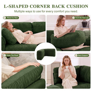 English Elm 4 Seat Chenille Modular Sectional with Ruched Texture Dual Ottomans and Deep Foam Cushions W5656S00264