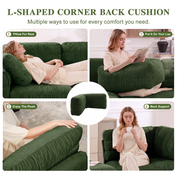 English Elm 4 Seat Chenille Modular Sectional with Ruched Texture Dual Ottomans and Deep Foam Cushions W5656S00264