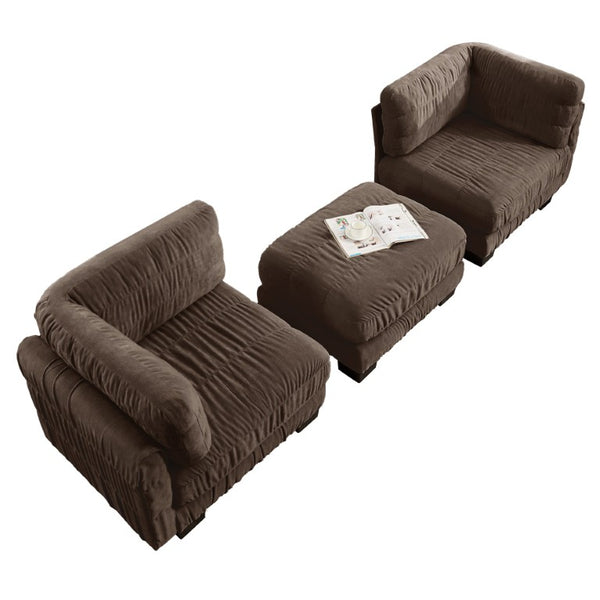 English Elm 2 Seat Chenille Modular Sectional with Ottoman High Density Foam L Shape Living Room Sofa W5656S00265