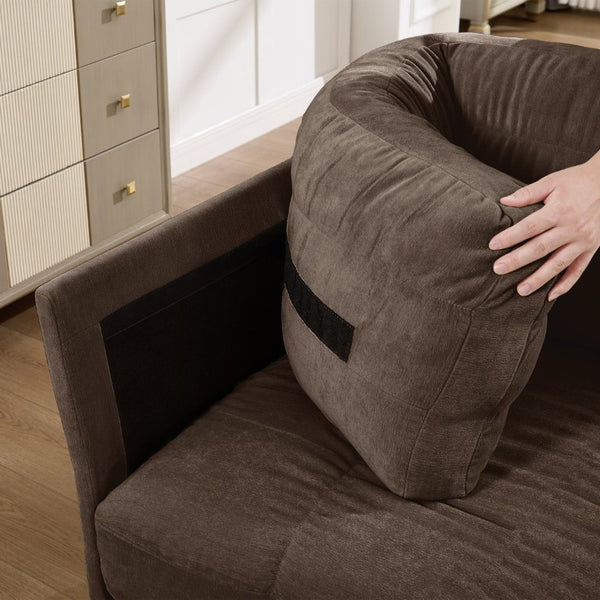 English Elm 2 Seat Chenille Modular Sectional with Ottoman High Density Foam L Shape Living Room Sofa W5656S00265