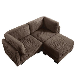 English Elm 2 Seat Chenille Modular Sectional with Ottoman High Density Foam L Shape Living Room Sofa W5656S00265