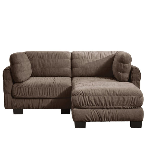 English Elm 2 Seat Chenille Modular Sectional with Ottoman High Density Foam L Shape Living Room Sofa W5656S00265