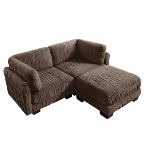 English Elm 2 Seat Chenille Modular Sectional with Ottoman High Density Foam L Shape Living Room Sofa W5656S00265