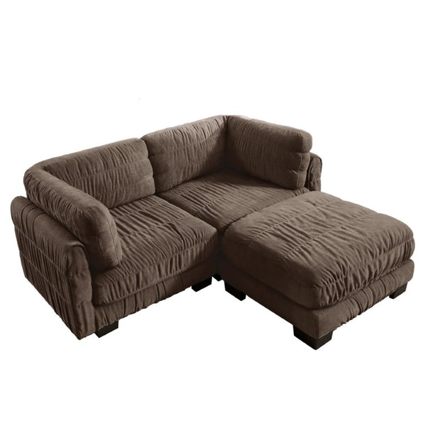 English Elm 2 Seat Chenille Modular Sectional with Ottoman High Density Foam L Shape Living Room Sofa W5656S00265