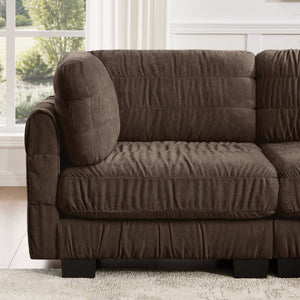 English Elm Channel Tufted U-Shape Modular Sectional Sofa in Chenille with Movable Ottomans Brown 140.1 x 62.2 x 34.6 inches W5656S00272