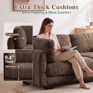 English Elm Channel Tufted U-Shape Modular Sectional Sofa in Chenille with Movable Ottomans Brown 140.1 x 62.2 x 34.6 inches W5656S00272