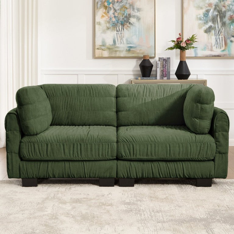 English Elm Ruched Chenille Modular Sectional Loveseat with High Density Foam and Textured Cushions W5656S00273