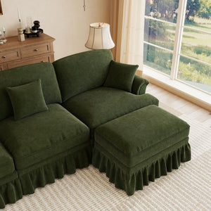 English Elm Classic Chenille U-Shaped Sectional with Removable Ruffle Skirts and Deep Cloud Seating W5656S00290