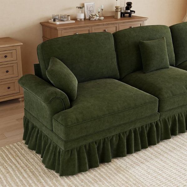 English Elm Classic Chenille U-Shaped Sectional with Removable Ruffle Skirts and Deep Cloud Seating W5656S00290