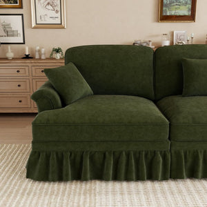 English Elm Classic Chenille U-Shaped Sectional with Removable Ruffle Skirts and Deep Cloud Seating W5656S00290