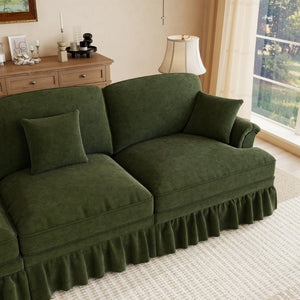 English Elm Classic Chenille U-Shaped Sectional with Removable Ruffle Skirts and Deep Cloud Seating W5656S00290