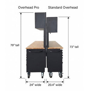 English Elm 72 Inch Heavy Duty Steel Rolling Workbench with Pegboard Upper Cabinets and Power Strip Red + Black W5675P513107