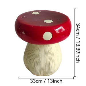 English Elm 13.8 Inch Resin Mushroom Garden Stool Hand Painted Fairytale Toadstool Outdoor Accent W5709P462784