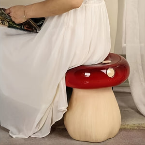 English Elm 13.8 Inch Resin Mushroom Garden Stool Hand Painted Fairytale Toadstool Outdoor Accent W5709P462784