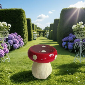 English Elm 13.8 Inch Resin Mushroom Garden Stool Hand Painted Fairytale Toadstool Outdoor Accent W5709P462784