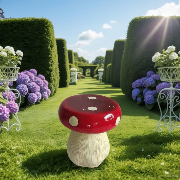 English Elm 13.8 Inch Resin Mushroom Garden Stool Hand Painted Fairytale Toadstool Outdoor Accent W5709P462784