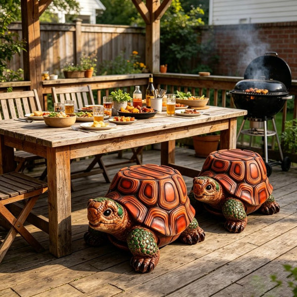 English Elm 18" Resin Tortoise Sculpture Stool Lifelike Garden Accent for Patio or Living Room W5709P464661