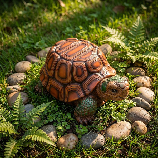 English Elm 18" Resin Tortoise Sculpture Stool Lifelike Garden Accent for Patio or Living Room W5709P464661