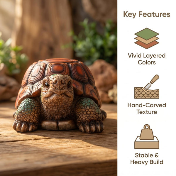 English Elm 18" Resin Tortoise Sculpture Stool Lifelike Garden Accent for Patio or Living Room W5709P464661
