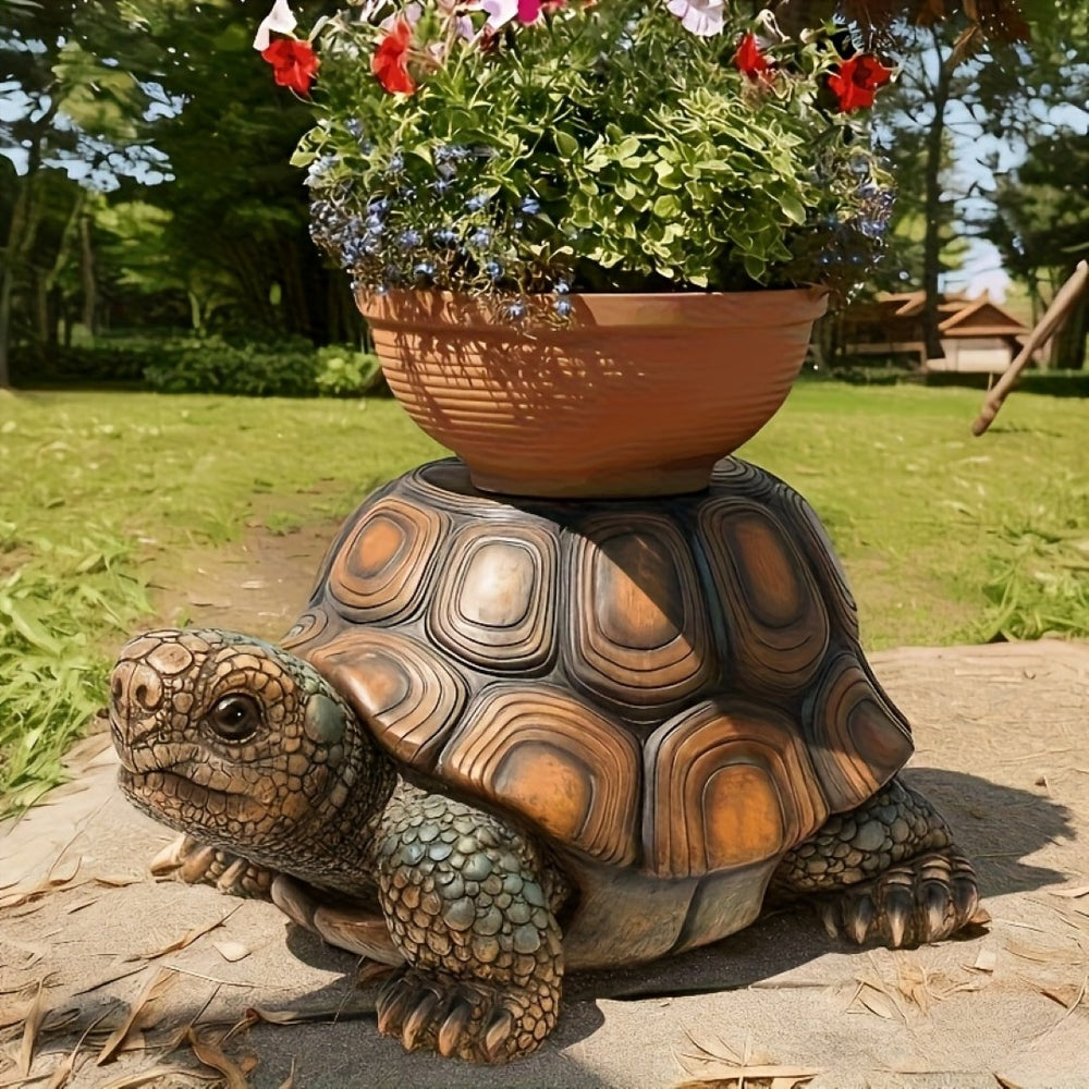 English Elm 18" Resin Tortoise Sculpture Stool Lifelike Garden Accent for Patio or Living Room W5709P464661