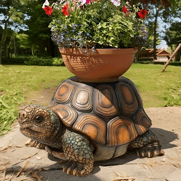 English Elm 18" Resin Tortoise Sculpture Stool Lifelike Garden Accent for Patio or Living Room W5709P464661