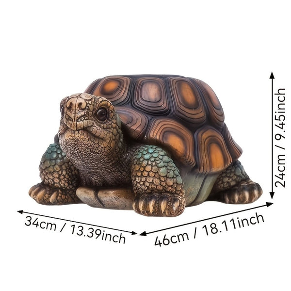 English Elm 18" Resin Tortoise Sculpture Stool Lifelike Garden Accent for Patio or Living Room W5709P464661