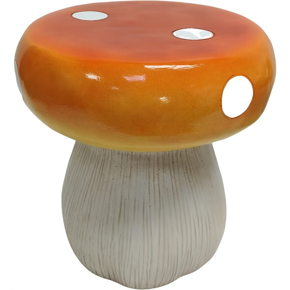 English Elm Mushroom Resin Garden Stool Hand-Painted Red Cap Whimsical Outdoor Accent Seat W5709P490980